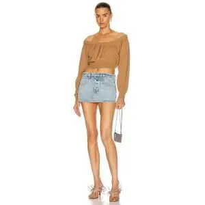 Alexander Wang Cropped Drape Neck Neutral Sweater Size Medium